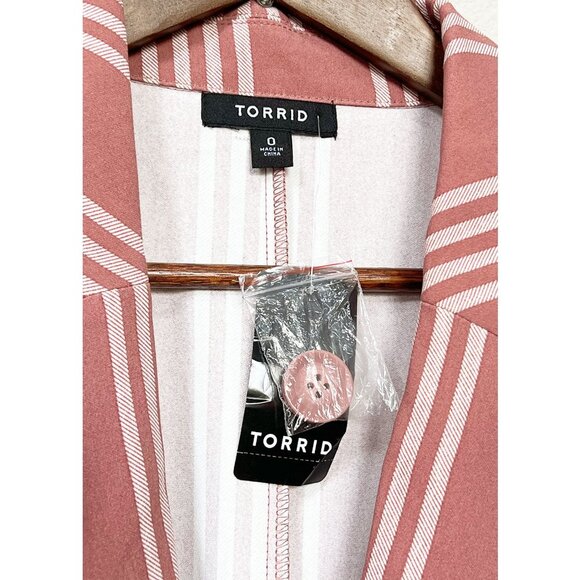 NEW Torrid Boyfriend Blazer Jacket Light Weight Striped Mauve Rose Pink L 12 $70 - Picture 8 of 14